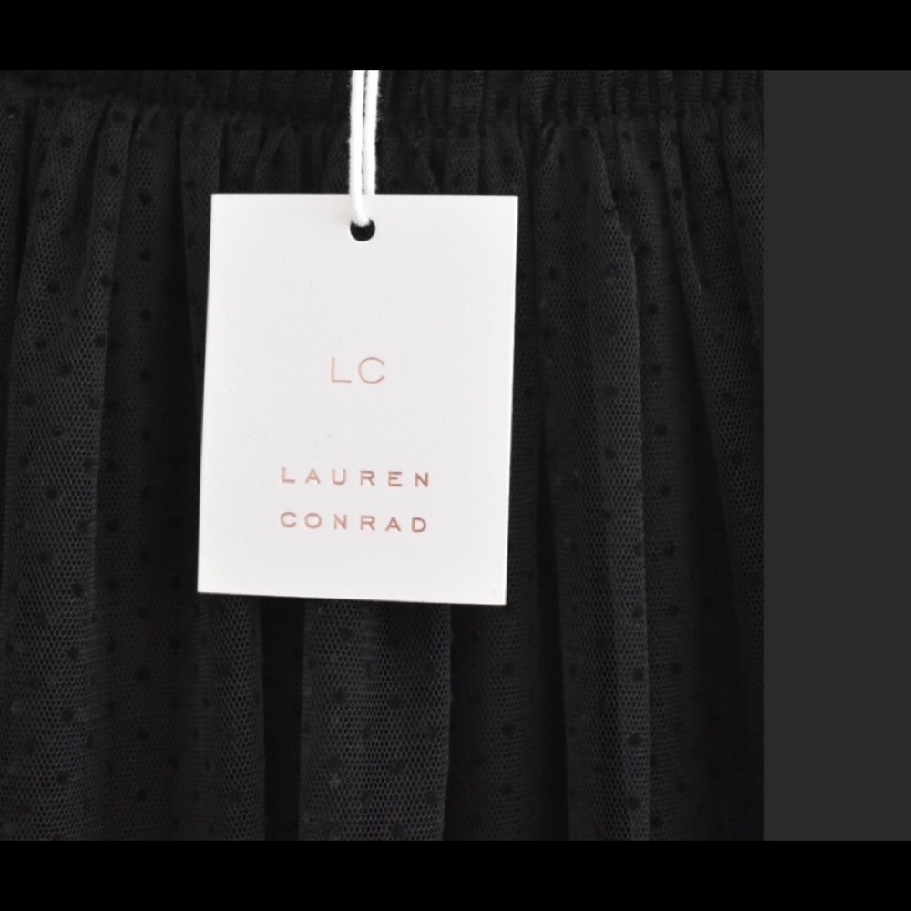 LC Lauren Conrad Black Flocked Tulle Midi Skirt - Picture 7 of 8